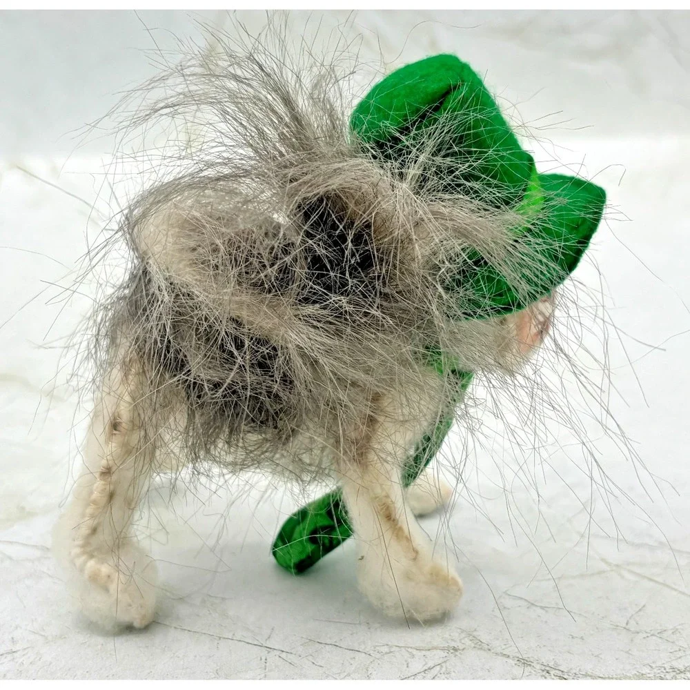 Annalee Mobilitee St. Patrick's Day Irish Cat‎ Top Hat Shamrock Tie 2004 4in EUC